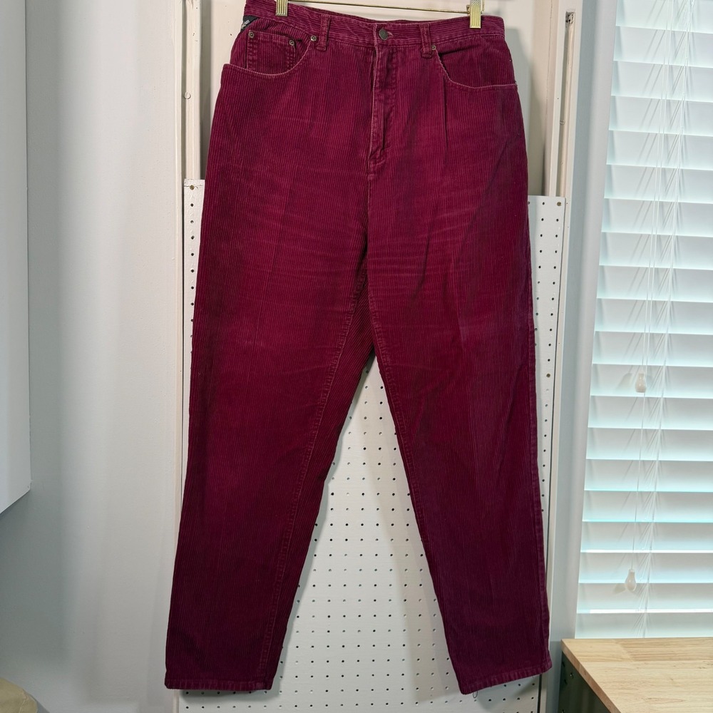 Vintage Cherokee Corduroy Pants Women's‎ Burgundy Straight High Rise Zip Fly 30"